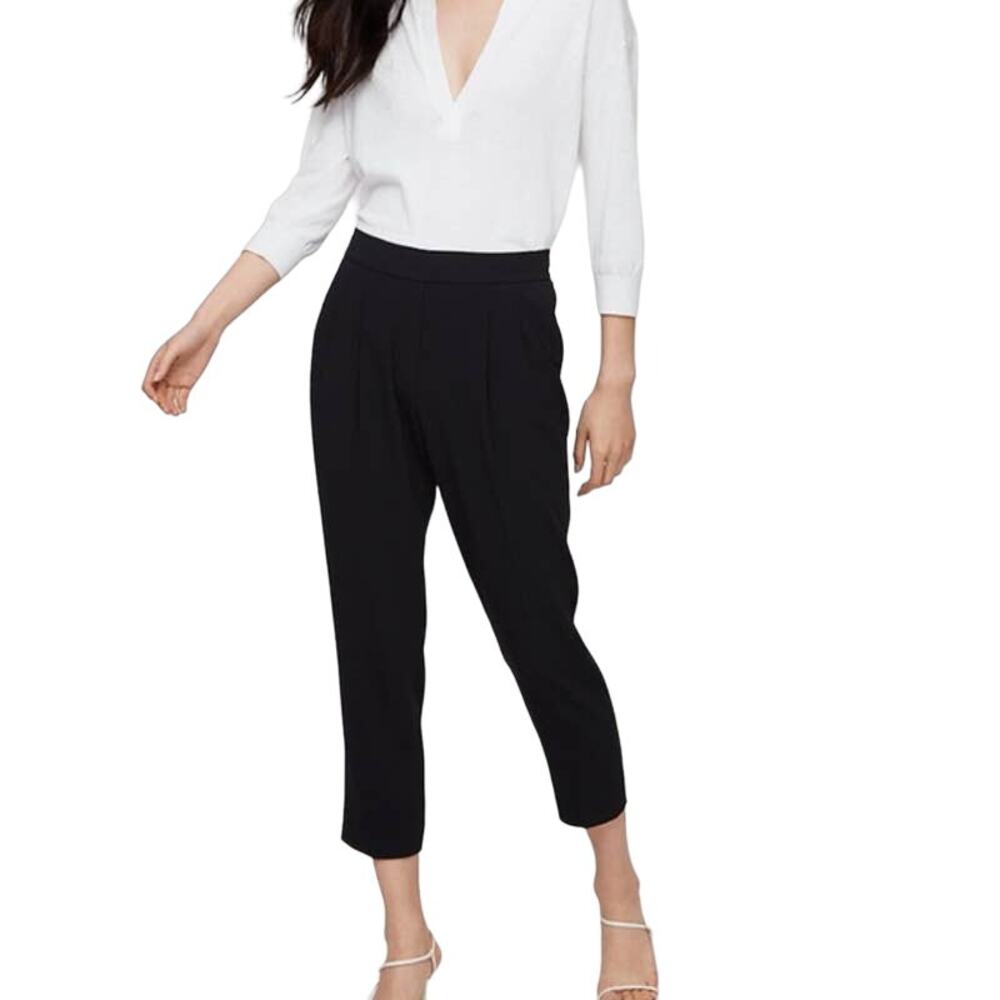Babaton Aritzia Cohen Pants Solid Black‎ Pull On Cropped Crepe Career Women's 0